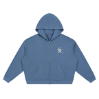 Unisex Waffle Boxy Full Zip Hoodie