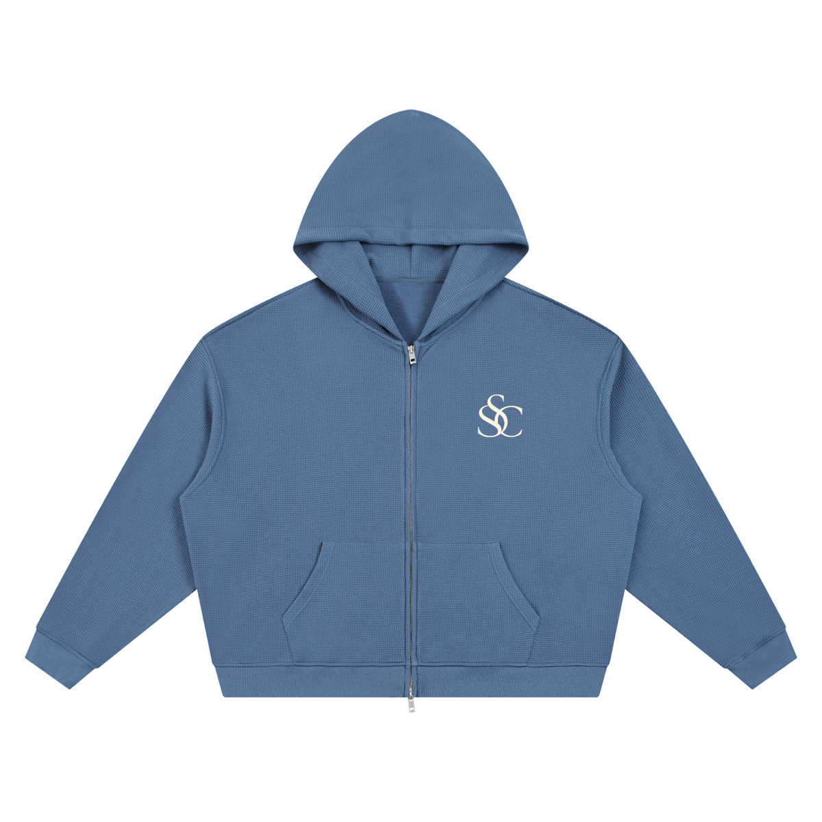 Unisex Waffle Boxy Full Zip Hoodie
