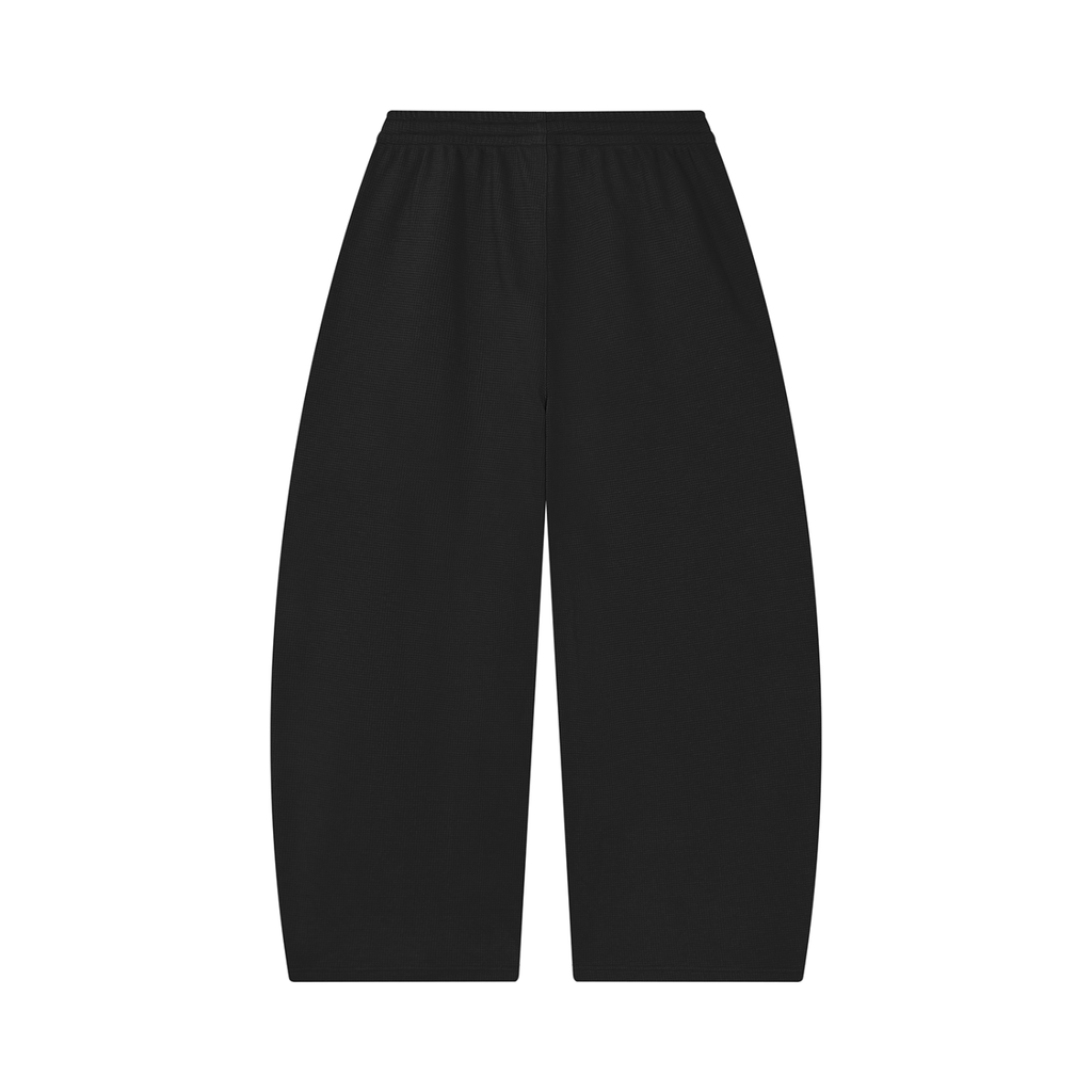Joggingbroek met wafelpatroon en wijd uitlopende pijpen