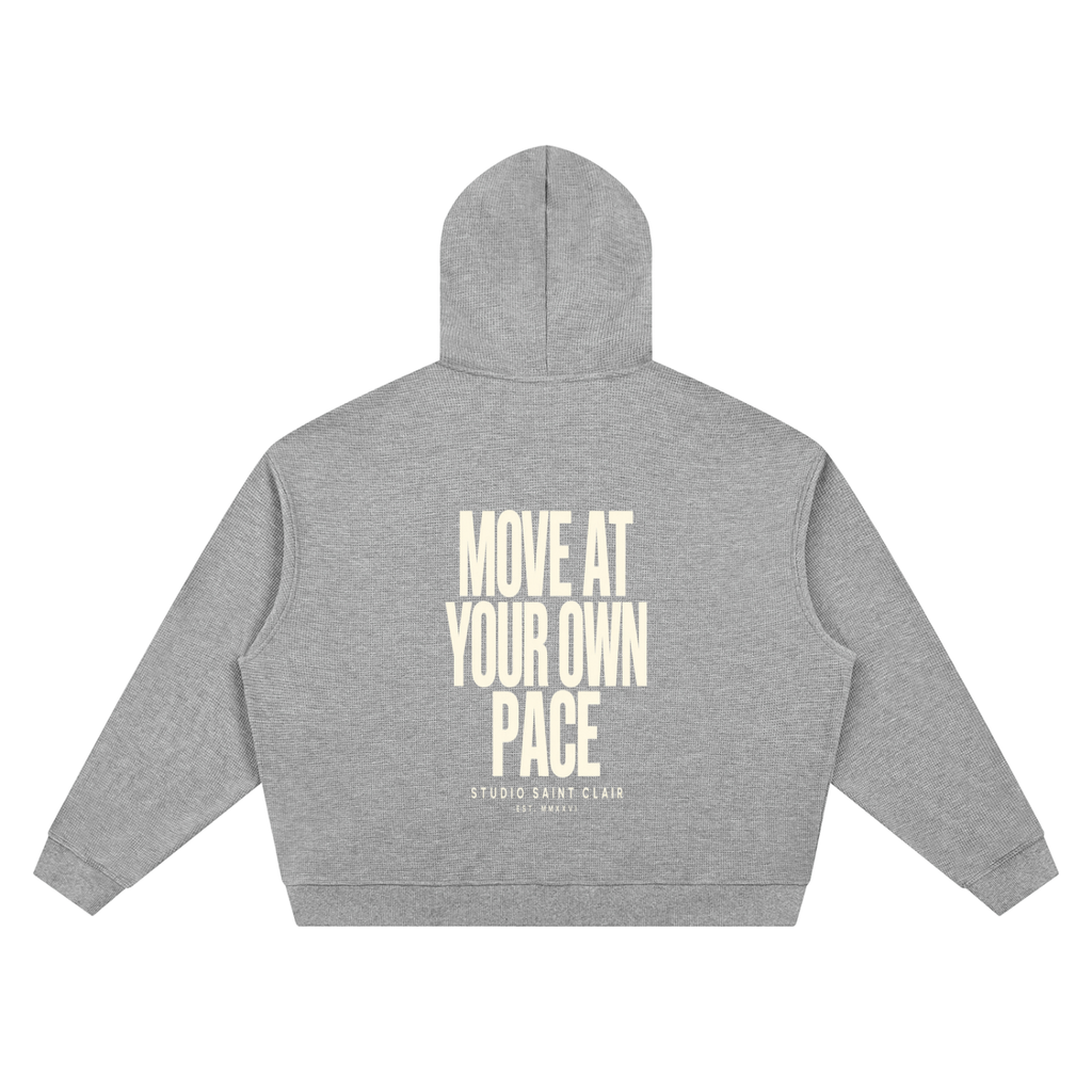 Unisex Waffle Boxy Full Zip Hoodie