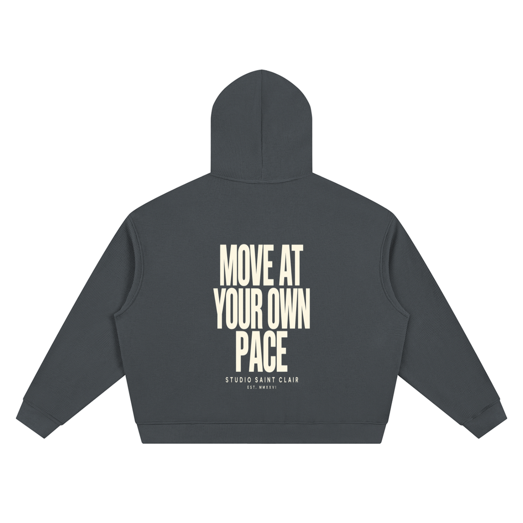 Unisex Waffle Boxy Full Zip Hoodie