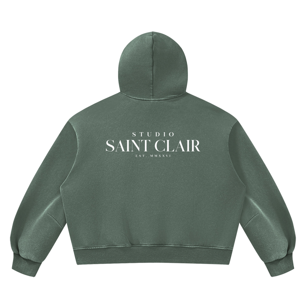 Unisex vintage-look boxy fleece-hoodie