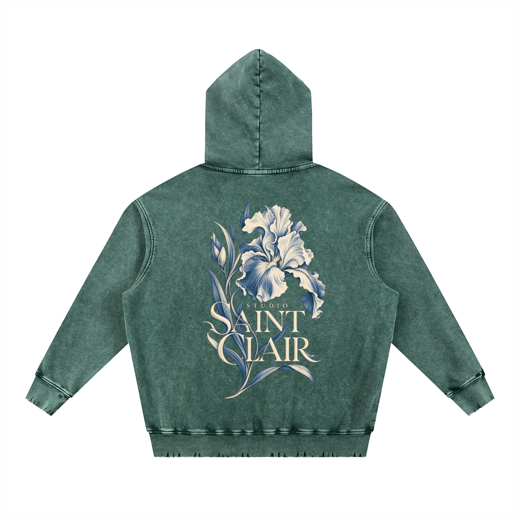 Snow Wash Hand-Frayed Heavyweight  Hoodie