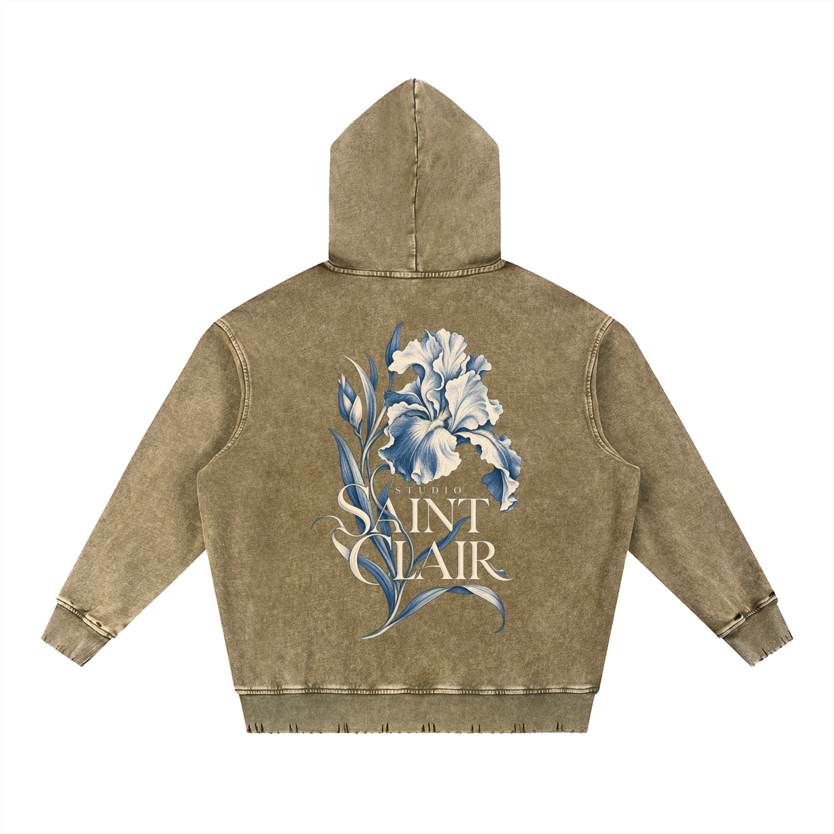 Snow Wash Hand-Frayed Heavyweight  Hoodie