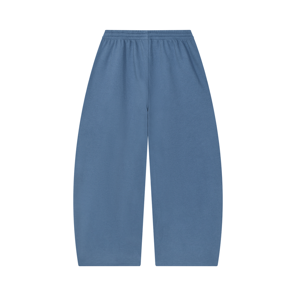 Joggingbroek met wafelpatroon en wijd uitlopende pijpen