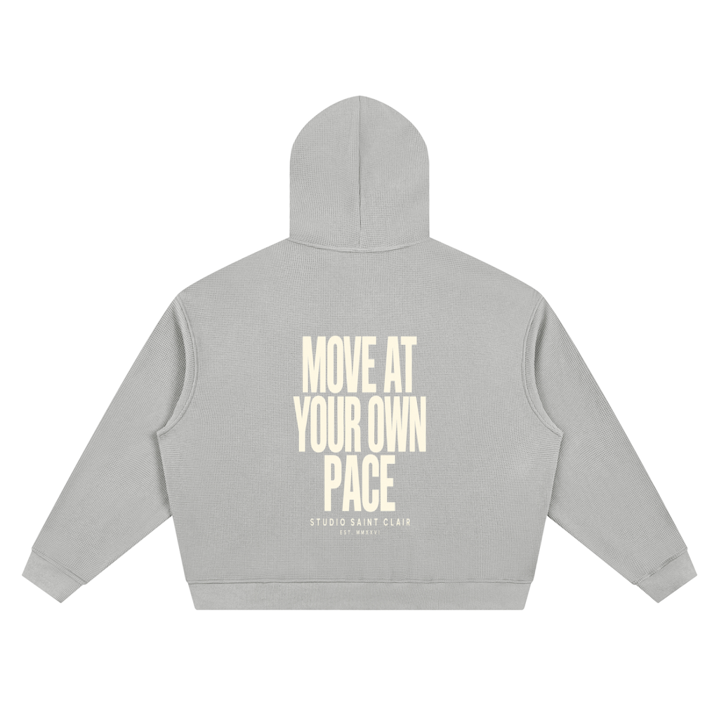 Unisex Waffle Boxy Full Zip Hoodie