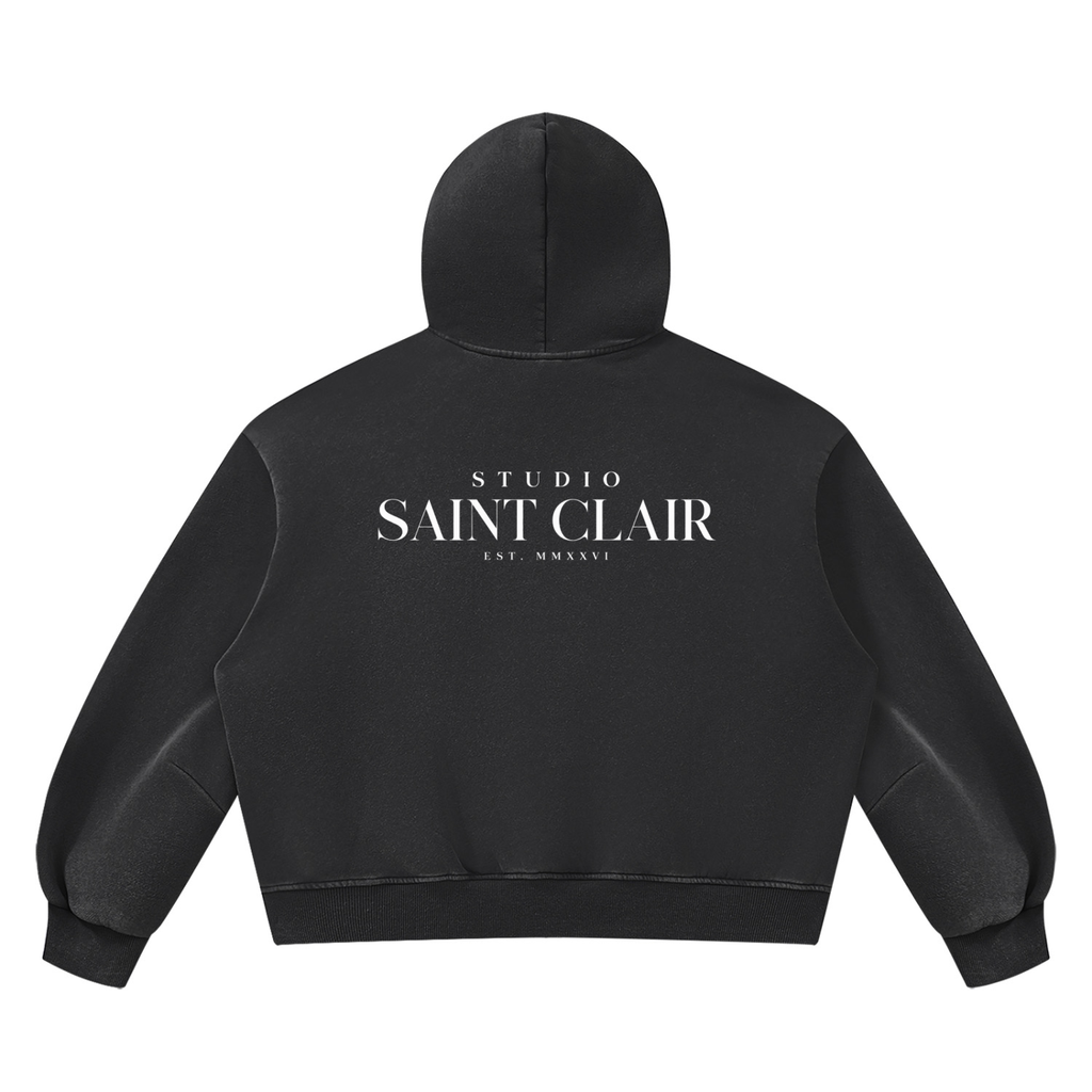 Unisex vintage-look boxy fleece-hoodie