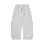 Joggingbroek met wafelpatroon en wijd uitlopende pijpen