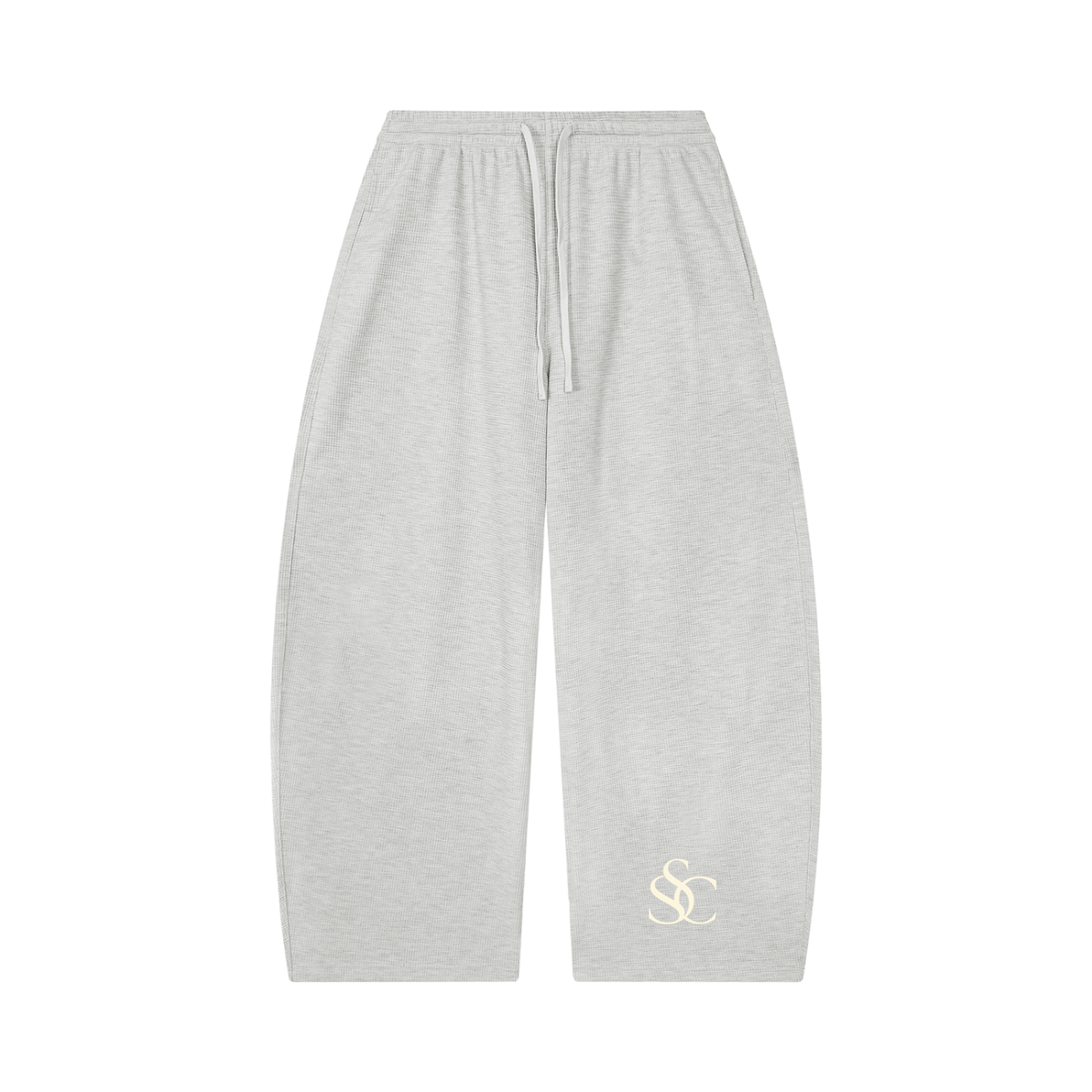 Joggingbroek met wafelpatroon en wijd uitlopende pijpen