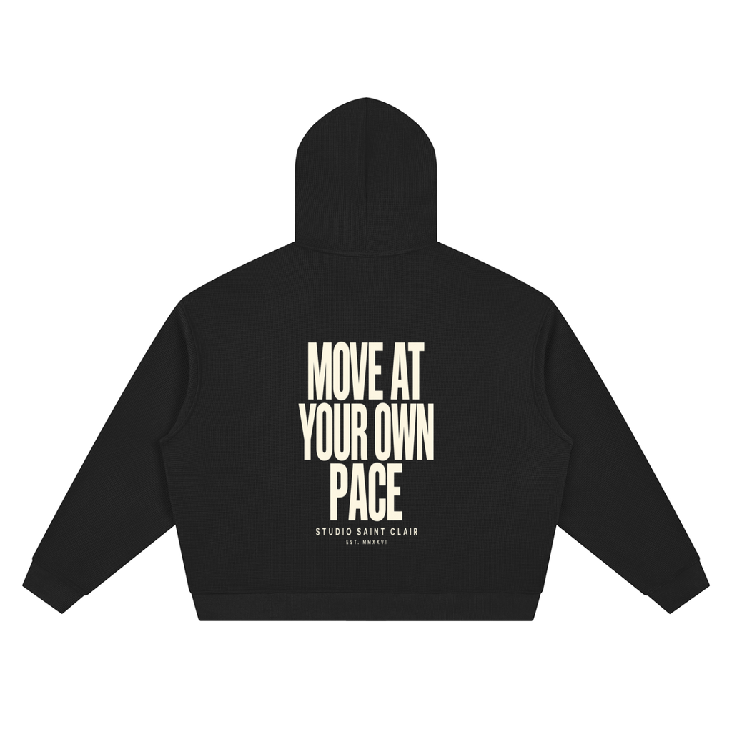 Unisex Waffle Boxy Full Zip Hoodie
