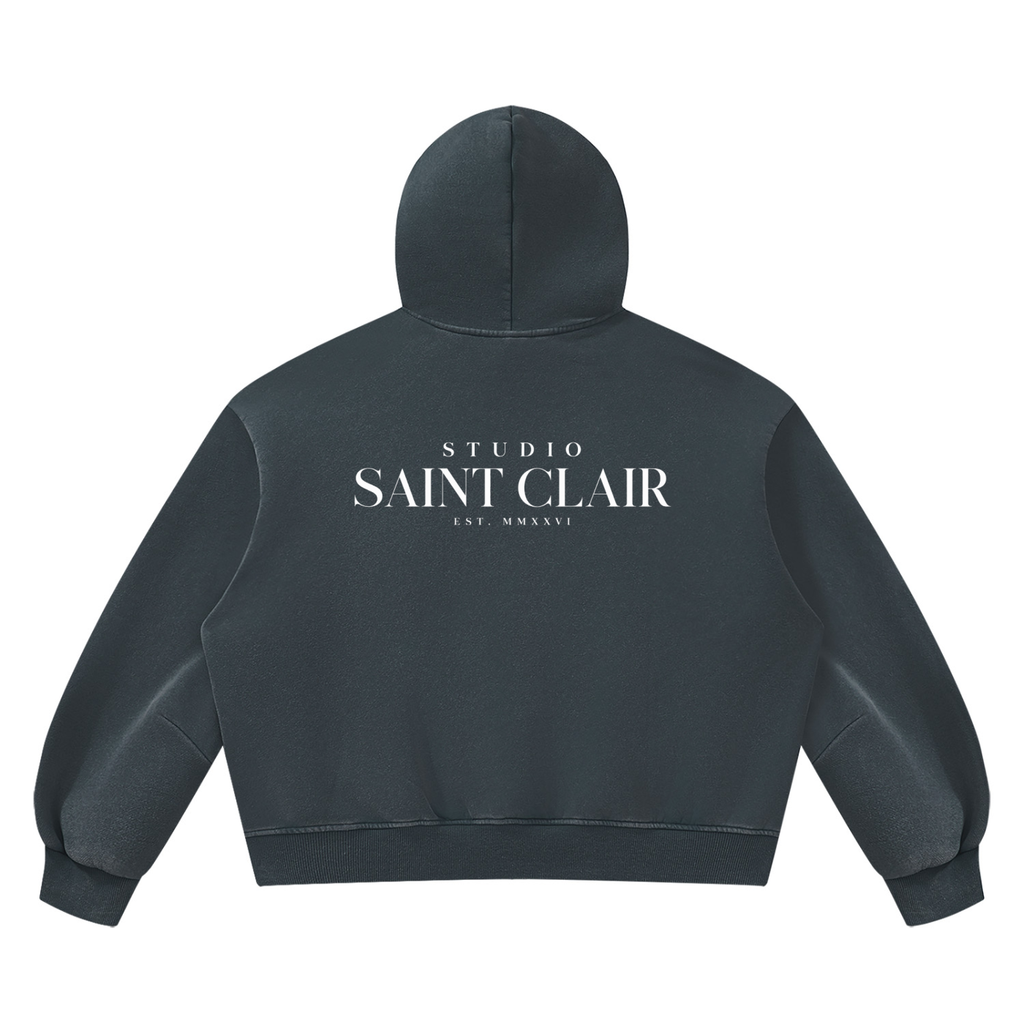 Unisex vintage-look boxy fleece-hoodie