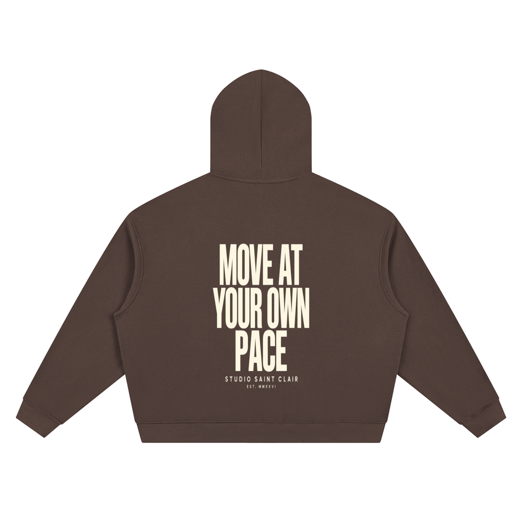 Unisex Waffle Boxy Full Zip Hoodie